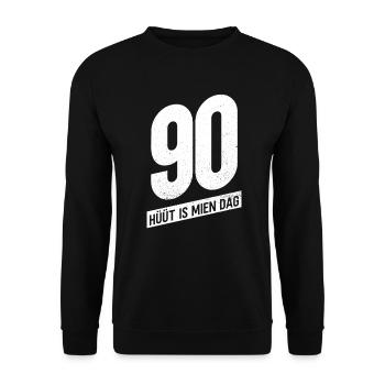 80 - Hüüt Is Mien Dag - 80 Geburtstag Plattdeutsch - Unisex Pullover - Schwarz - Vorne - Alina (178cm) & Michal (187cm)