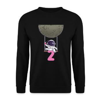 2. Geburtstag Astronaut 2 Jahre Space Galaxy - Unisex Pullover - Schwarz - Vorne - Alina (178cm) & Michal (187cm)