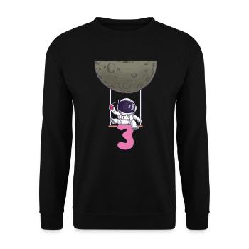 3. Geburtstag Astronaut 3 Jahre Space Galaxy - Unisex Pullover - Schwarz - Vorne - Alina (178cm) & Michal (187cm)