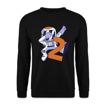 2nd Birthday Astronaut 2 years Space Galaxy - Unisex Sweatshirt - black - Front - Alina (178cm) & Michal (187cm)