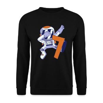 7th Birthday Astronaut 7 Years Space Galaxy - Unisex Sweatshirt - black - Front - Alina (178cm) & Michal (187cm)