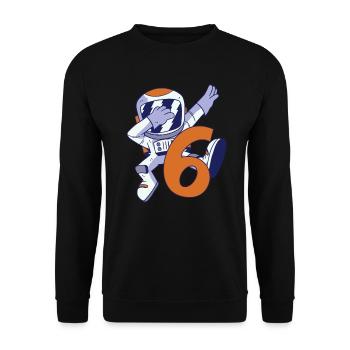 6th Birthday Astronaut 6 Years Space Galaxy - Unisex Sweatshirt - black - Front - Alina (178cm) & Michal (187cm)