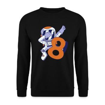 8th Birthday Astronaut 8 Years Space Galaxy - Unisex Sweatshirt - black - Front - Alina (178cm) & Michal (187cm)