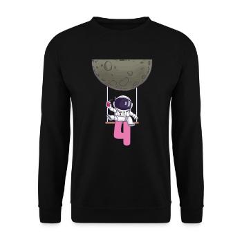 4. Geburtstag Astronaut 4 Jahre Space Galaxy - Unisex Pullover - Schwarz - Vorne - Alina (178cm) & Michal (187cm)