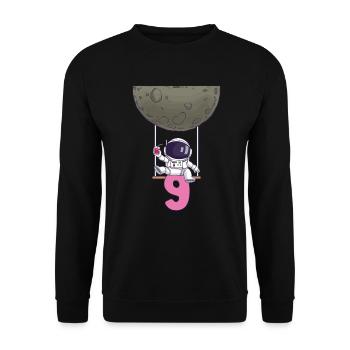 9. Geburtstag Astronaut 9 Jahre Weltraum Galaxie - Unisex Pullover - Schwarz - Vorne - Alina (178cm) & Michal (187cm)