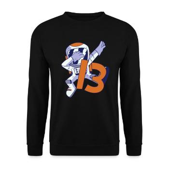 13th Birthday Astronaut 13 Years Space Galaxy - Unisex Sweatshirt - black - Front - Alina (178cm) & Michal (187cm)