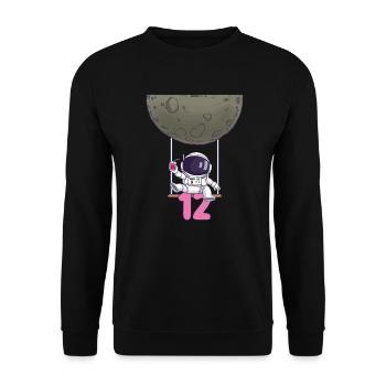 12. Geburtstag Astronaut 12 Jahre Weltraumgalaxie - Unisex Pullover - Schwarz - Vorne - Alina (178cm) & Michal (187cm)