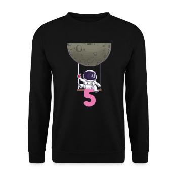 5. Geburtstag Astronaut 5 Jahre Space Galaxy - Unisex Pullover - Schwarz - Vorne - Alina (178cm) & Michal (187cm)