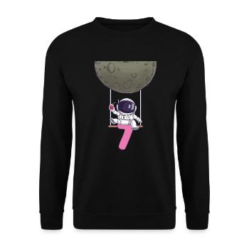 7. Geburtstag Astronaut 7 Jahre Weltraum Galaxie - Unisex Pullover - Schwarz - Vorne - Alina (178cm) & Michal (187cm)