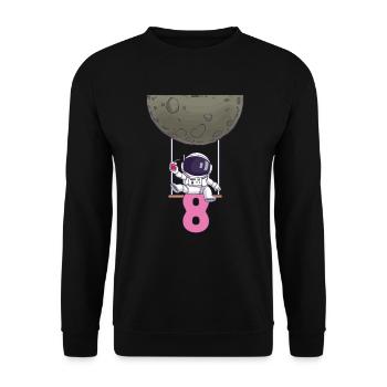 8. Geburtstag Astronaut 8 Jahre Weltraum Galaxie - Unisex Pullover - Schwarz - Vorne - Alina (178cm) & Michal (187cm)