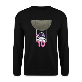 10. Geburtstag Astronaut 10 Jahre Weltraumgalaxie - Unisex Pullover - Schwarz - Vorne - Alina (178cm) & Michal (187cm)