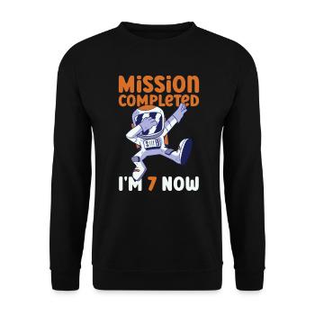 7th birthday astronaut 7 years - Unisex Sweatshirt - black - Front - Alina (178cm) & Michal (187cm)
