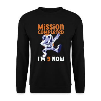 9th birthday astronaut 9 years - Unisex Sweatshirt - black - Front - Alina (178cm) & Michal (187cm)
