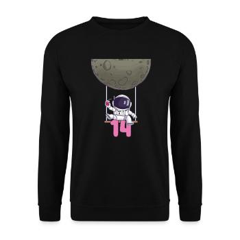 14. Geburtstag Astronaut 14 Jahre Weltraumgalaxie - Unisex Pullover - Schwarz - Vorne - Alina (178cm) & Michal (187cm)