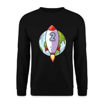 2. Geburtstag Rocket Space 2 Jahre Space Galaxy - Unisex Pullover - Schwarz - Vorne - Alina (178cm) & Michal (187cm)
