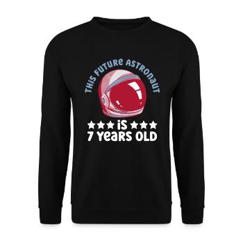This future astronaut is 7 years old - Unisex Sweatshirt - black - Front - Alina (178cm) & Michal (187cm)
