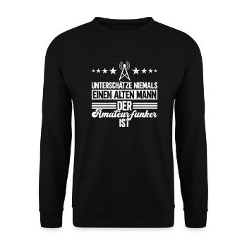 Amateurfunk Funkamateur Funker Amateurfunkgerät - Unisex Pullover - Schwarz - Vorne - Alina (178cm) & Michal (187cm)