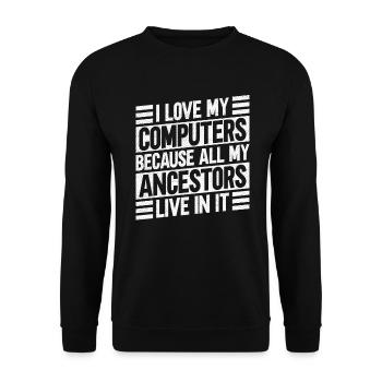 Genealogist Genealogist Family Tree Genealogist - Unisex Sweatshirt - black - Front - Alina (178cm) & Michal (187cm)