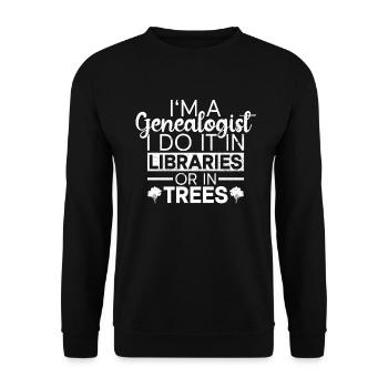 Genealogist Genealogist Family Tree Genealogist - Unisex Sweatshirt - black - Front - Alina (178cm) & Michal (187cm)