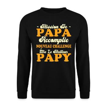 Nouveau Challenge Être Le Meilleur Papy - Sweat-shirt Unisexe - noir - Devant - Alina (178cm) & Michal (187cm)