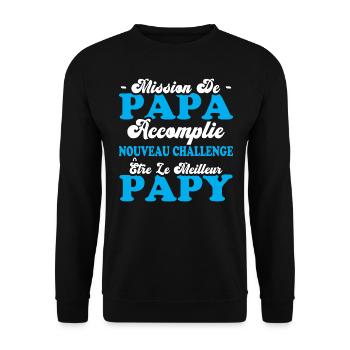 Nouveau Challenge Être Le Meilleur Papy - Sweat-shirt Unisexe - noir - Devant - Alina (178cm) & Michal (187cm)