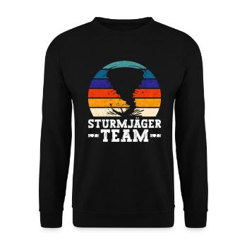 Sturmjäger Team - Meteorologie Wetter Klima - Unisex Pullover - Schwarz - Vorne - Alina (178cm) & Michal (187cm)