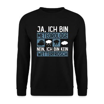 Ja, Ich Bin Meteorologe Nein, Ich Bin Kein - Unisex Pullover - Schwarz - Vorne - Alina (178cm) & Michal (187cm)