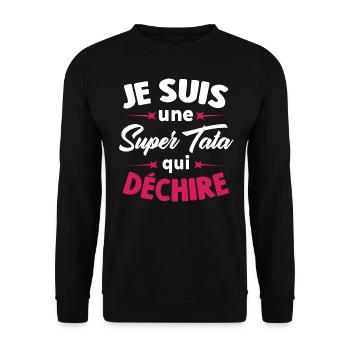 Je Suis Une Super Tata Qui Déchire - Sweat-shirt Unisexe - noir - Devant - Alina (178cm) & Michal (187cm)