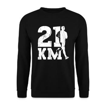 21 km - Semi-marathonien Coureur de semi-marathon - Sweat-shirt Unisexe - noir - Devant - Alina (178cm) & Michal (187cm)