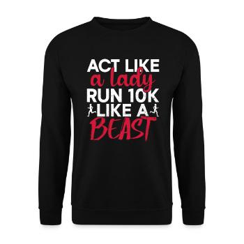 10k Running Training Runner Jogging Running - Unisex Sweatshirt - black - Front - Alina (178cm) & Michal (187cm)