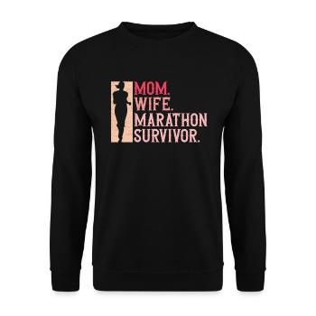Mère. Femme. Survivants du marathon. - Sweat-shirt Unisexe - noir - Devant - Alina (178cm) & Michal (187cm)