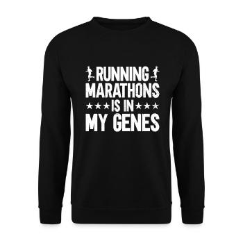 Running a marathon is in my genes Jogging - Unisex Sweatshirt - black - Front - Alina (178cm) & Michal (187cm)