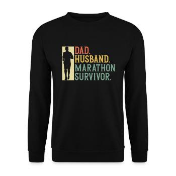 Père. Mari. Survivant du marathon - Sweat-shirt Unisexe - noir - Devant - Alina (178cm) & Michal (187cm)