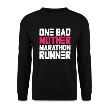 A Bad Mother Marathon Runner - Femmes - Sweat-shirt Unisexe - noir - Devant - Alina (178cm) & Michal (187cm)