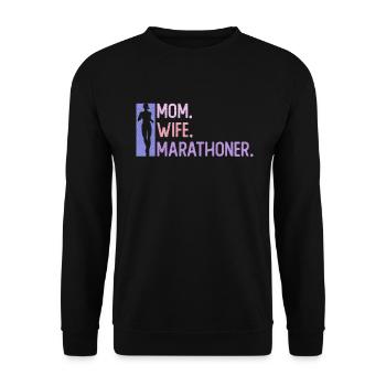 Mère. Femme. Marathonien. - Femmes - Sweat-shirt Unisexe - noir - Devant - Alina (178cm) & Michal (187cm)