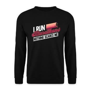 I run a marathon, nothing scares me - Unisex Sweatshirt - black - Front - Alina (178cm) & Michal (187cm)