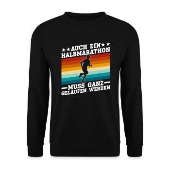 Halbmarathon Läufer Joggen Jogging Laufen Lustig - Unisex Pullover - Schwarz - Vorne - Alina (178cm) & Michal (187cm)
