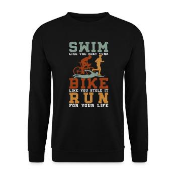 Triathlon Training Triathlet Geschenk - Unisex Pullover - Schwarz - Vorne - Alina (178cm) & Michal (187cm)