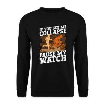 Triathlon Training Lustiges Triathlet Geschenk - Unisex Pullover - Schwarz - Vorne - Alina (178cm) & Michal (187cm)