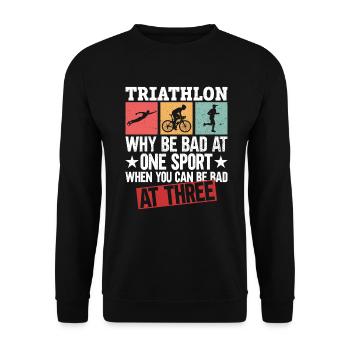 Triathlon Training Lustiges Triathlet Geschenk - Unisex Pullover - Schwarz - Vorne - Alina (178cm) & Michal (187cm)