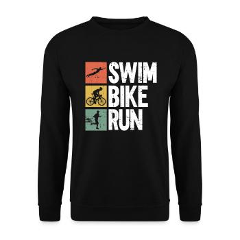 Swimming Cycling Running - Triathlon Training - Unisex Sweatshirt - black - Front - Alina (178cm) & Michal (187cm)