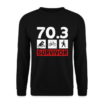 70.3 Survivant - Triathlète d’entraînement de demi-triathlon - Sweat-shirt Unisexe - noir - Devant - Alina (178cm) & Michal (187cm)