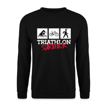 Triathlon Überlebender - Triathlon Training - Unisex Pullover - Schwarz - Vorne - Alina (178cm) & Michal (187cm)