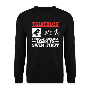Triathlon Entraînement Natation Triathlète Drôle - Sweat-shirt Unisexe - noir - Devant - Alina (178cm) & Michal (187cm)