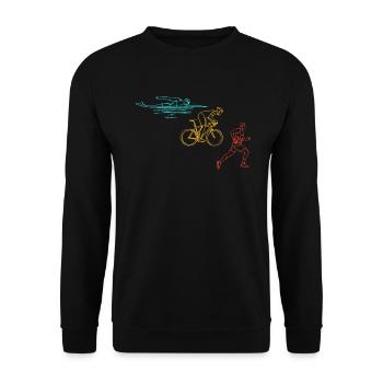 Triathlon Training Triathlet Geschenk - Unisex Pullover - Schwarz - Vorne - Alina (178cm) & Michal (187cm)