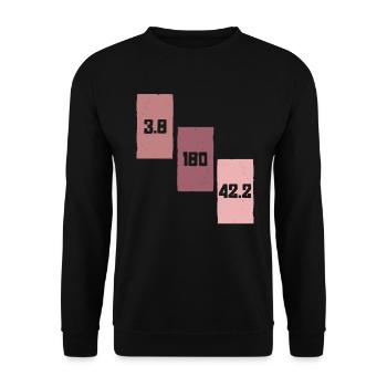 3.8 | 180 | 42.2 - Triathlon Frauen Training - Unisex Pullover - Schwarz - Vorne - Alina (178cm) & Michal (187cm)