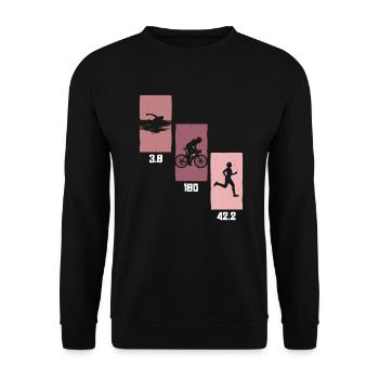 3.8 | 180 | 42.2 - Triathlon Frauen Training - Unisex Pullover - Schwarz - Vorne - Alina (178cm) & Michal (187cm)