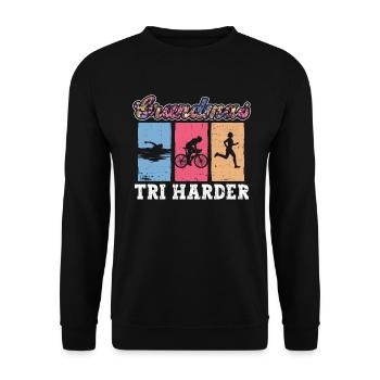 Grandmas Tri Harder - Triathlon Women Grandma - Unisex Sweatshirt - black - Front - Alina (178cm) & Michal (187cm)