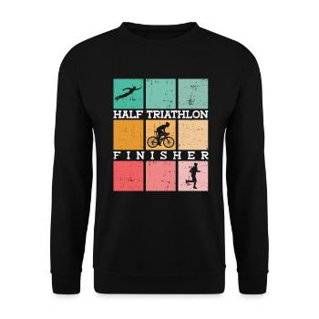 Halb-Triathlon Finisher - Triathlet - Unisex Pullover - Schwarz - Vorne - Alina (178cm) & Michal (187cm)