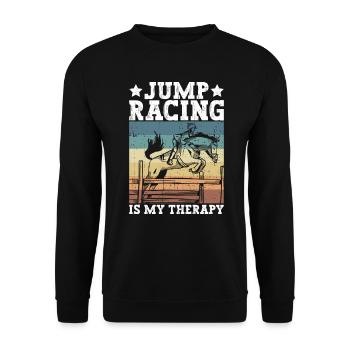 Show Jumping Horse Racing Horse Riding Riders - Unisex Sweatshirt - black - Front - Alina (178cm) & Michal (187cm)